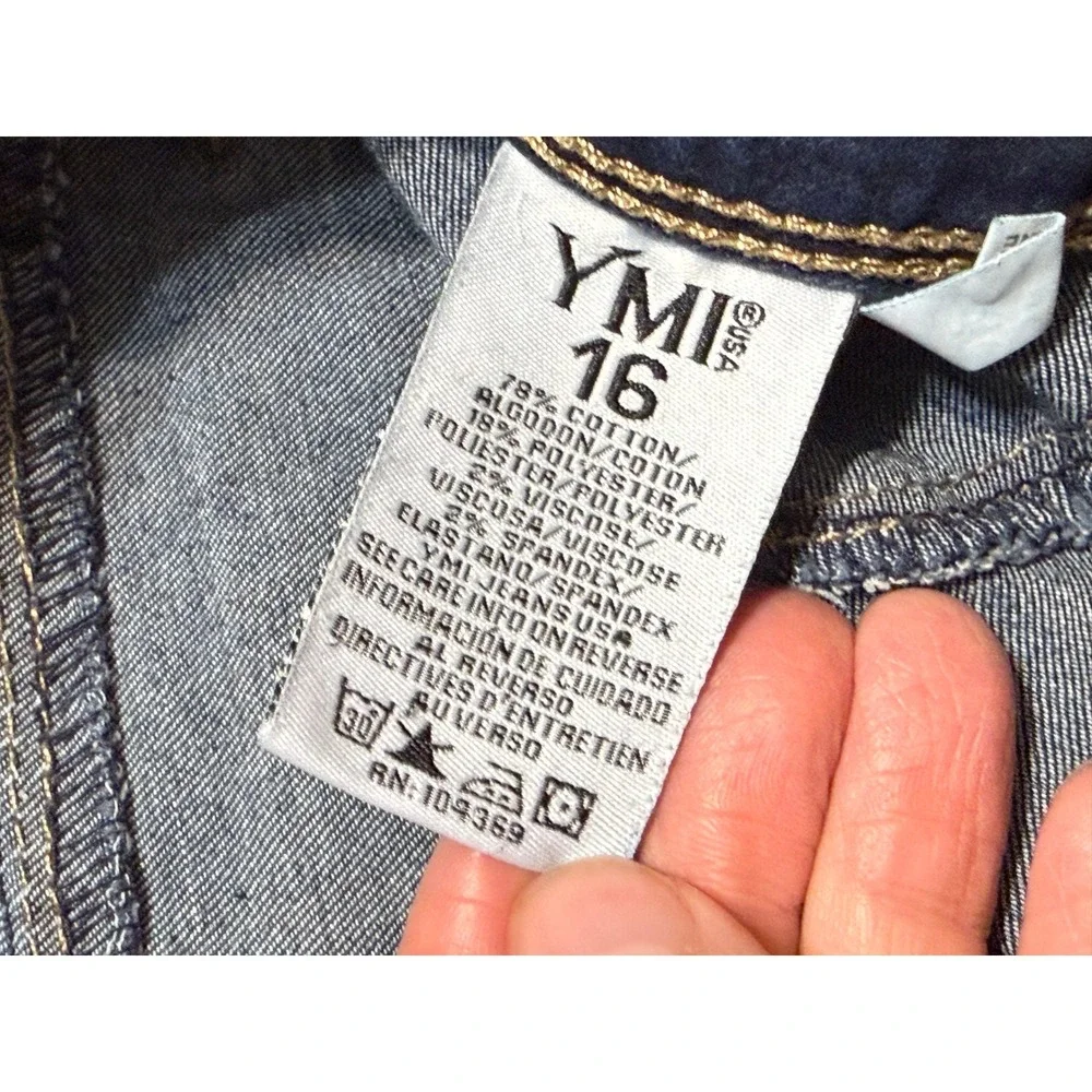 YMI Girl Jeans Girls Size 16 Dark Wash Denim Straight Leg Stretch Excellent